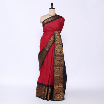 Red Sungudi Cotton Saree for Women | Office Casual Collection | Jeyachandran - Full View