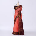 Peach Sungudi Cotton Saree for Women | Office Casual Collection | Jeyachandran - Full View