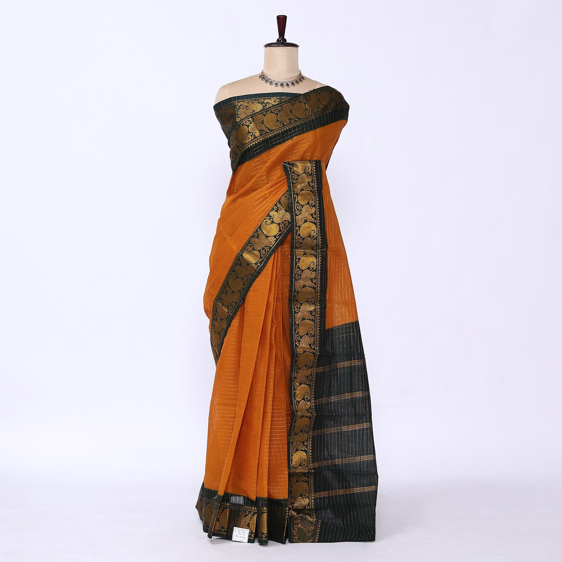 Mustard Sungudi Cotton Saree for Women | Office Casual Collection | Jeyachandran - Full View