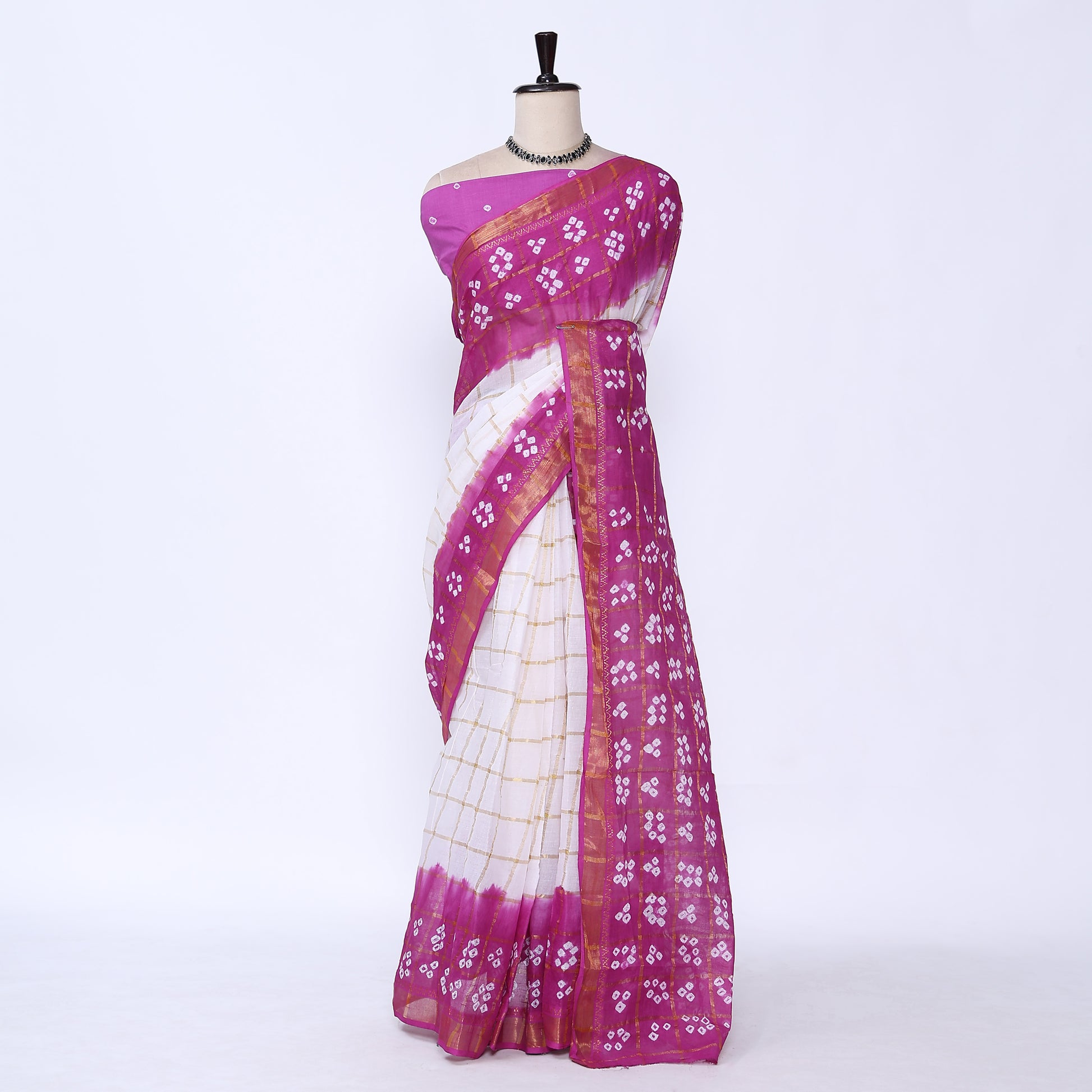 Purple Sungudi Cotton Saree for Women | Office Casual Collection | Jeyachandran - Full View
