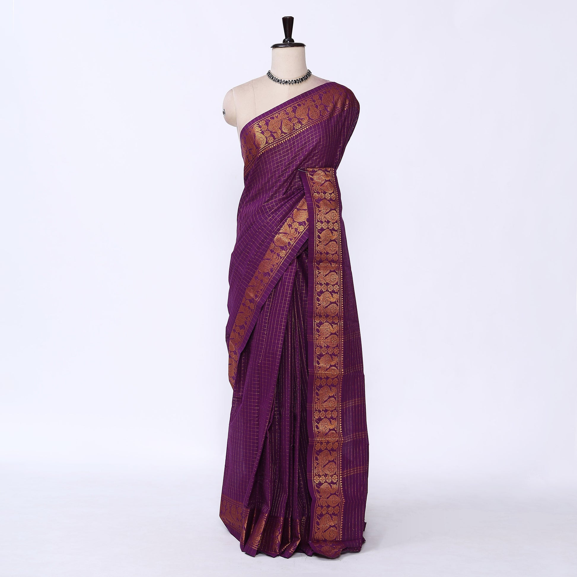 Purple Sungudi Cotton Saree for Women | Office Casual Collection | Jeyachandran - Full View
