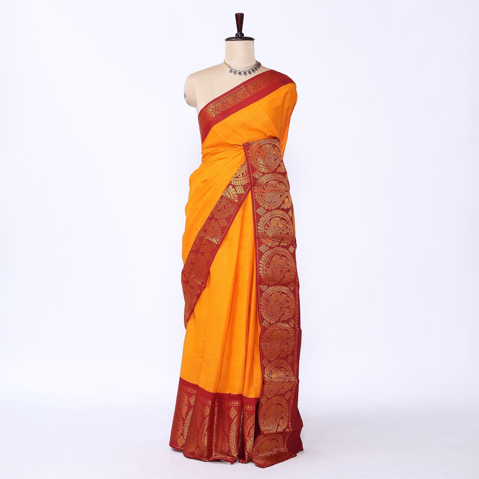 Yellow Sungudi Cotton Saree for Women | Office Casual Collection | Jeyachandran - Full View