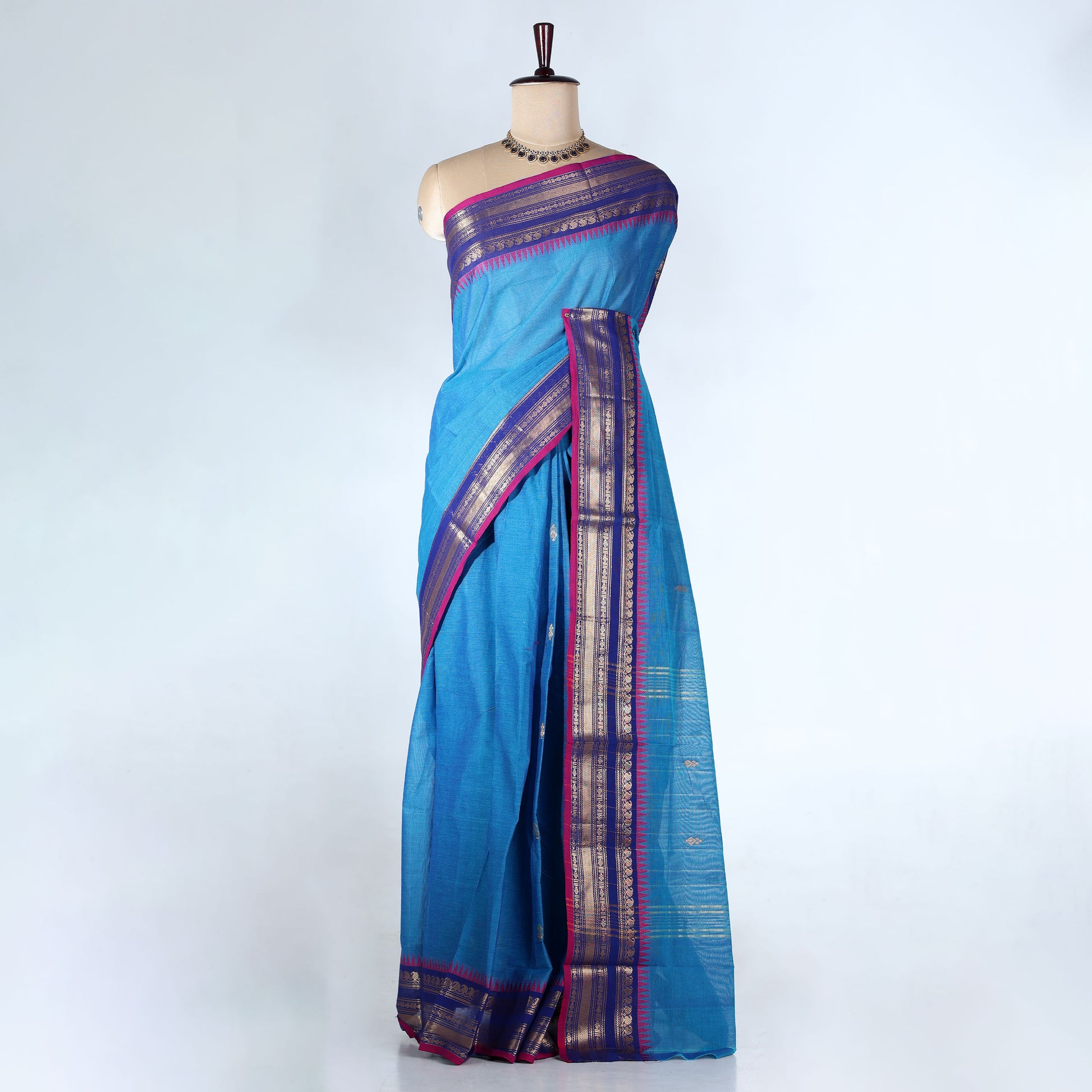 Blue Venkatagiri Cotton Sarees for Women | Daily Office Wear & Casual Collection | Jeyachandran - Full View