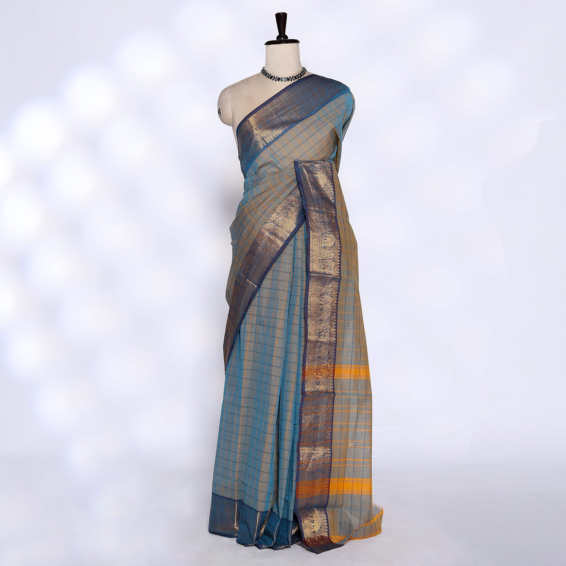Blue Venkatagiri Cotton Saree for Women | Daily Office Wear & Casual Collection | Jeyachandran - Full View