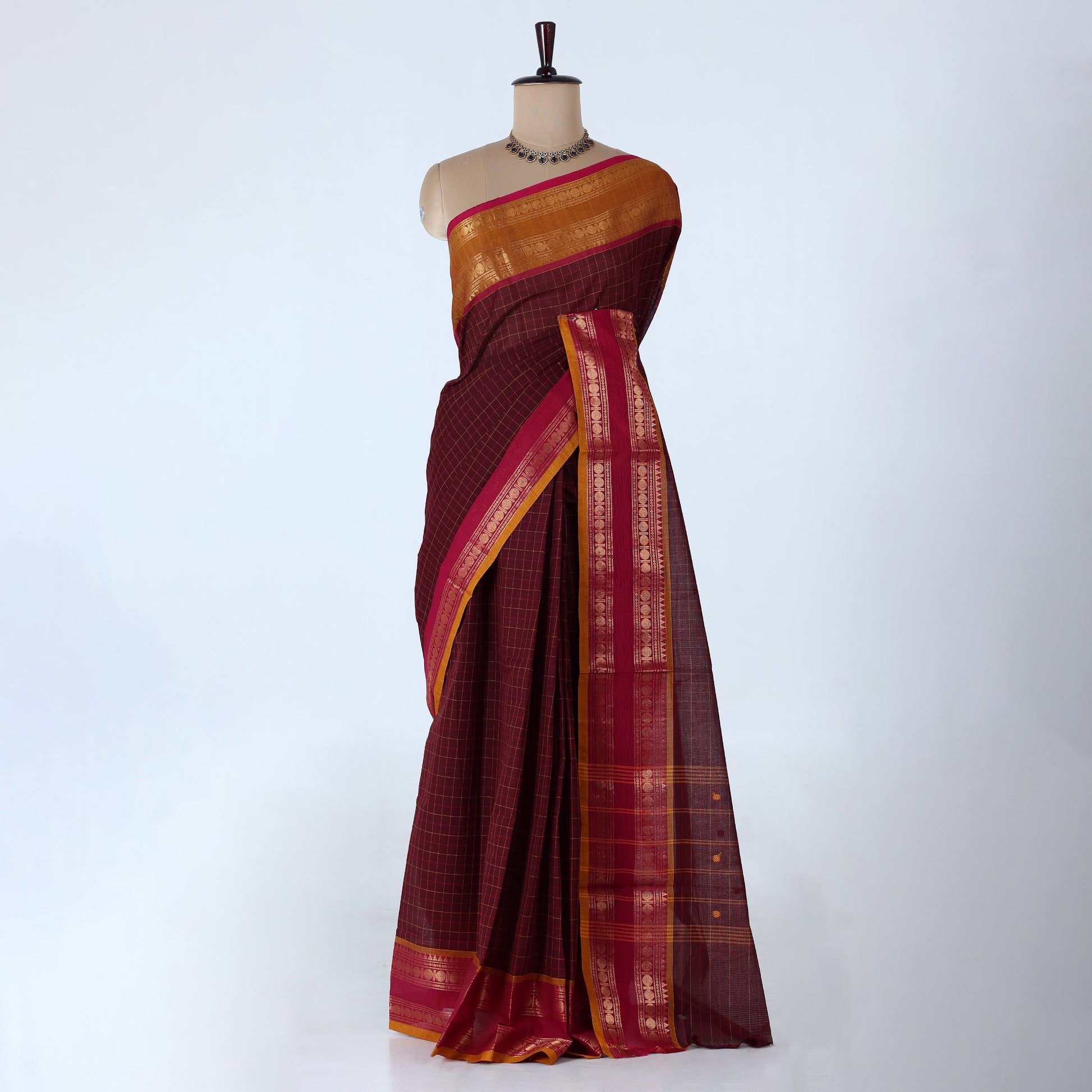 Brown Venkatagiri Cotton Saree for Women | Daily Office Wear & Casual Collection | Jeyachandran - Full View