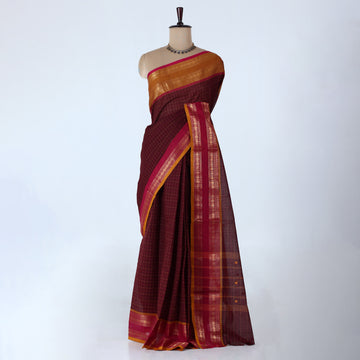 Brown Venkatagiri Cotton Saree for Women | Daily Office Wear & Casual Collection | Jeyachandran - Full View