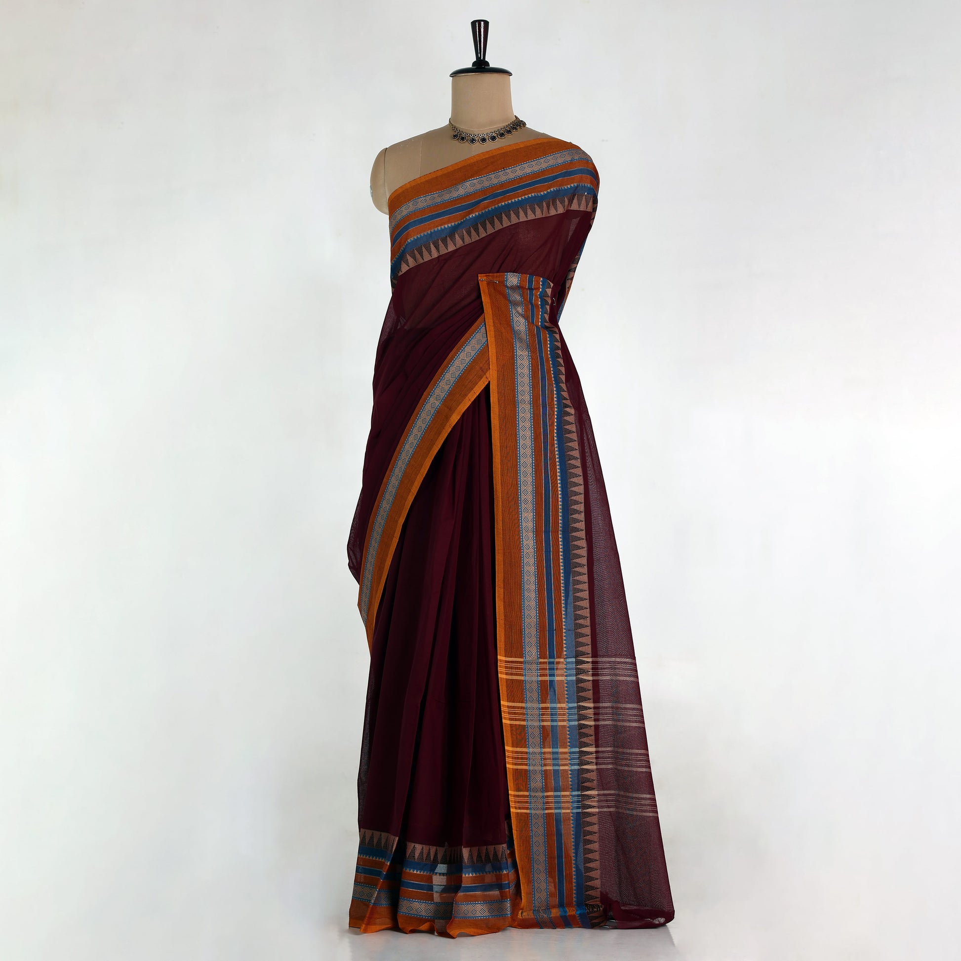 Maroon Venkatagiri Cotton Sarees for Women | Daily Office Wear & Casual Collection | Jeyachandran - Full View