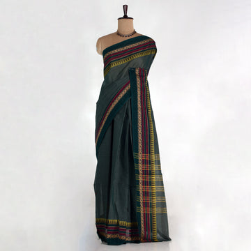Dark Green Venkatagiri Cotton Saree for Women | Daily Office Wear & Casual Collection | Jeyachandran - Full View