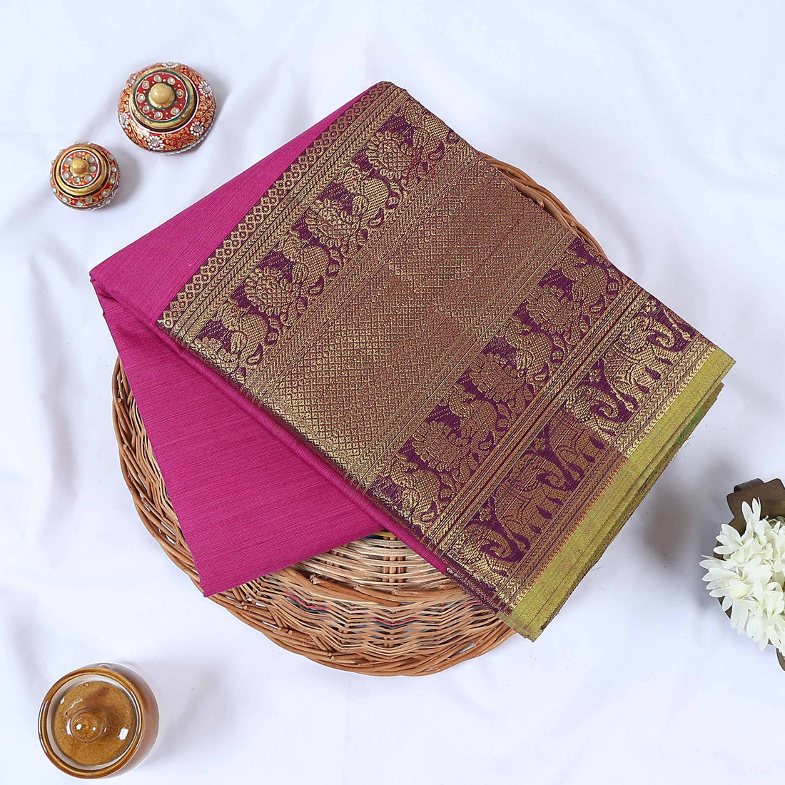 Pink Venkatagiri Cotton Sarees for Women | Daily Office Wear & Casual Collection | Jeyachandran - Full View
