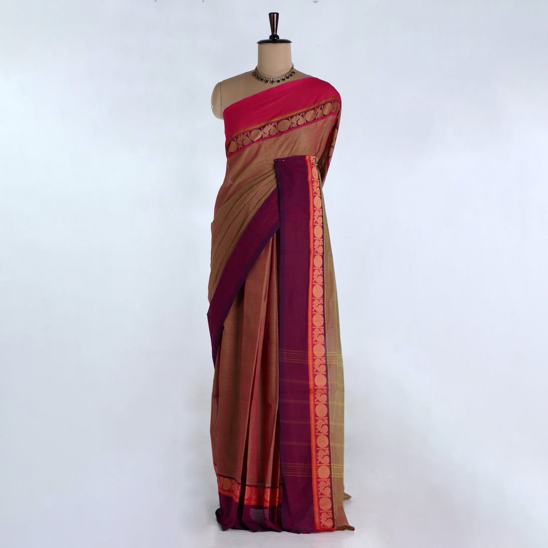 Olive Green Venkatagiri Cotton Sarees for Women | Daily Office Wear & Casual Collection | Jeyachandran - Full View