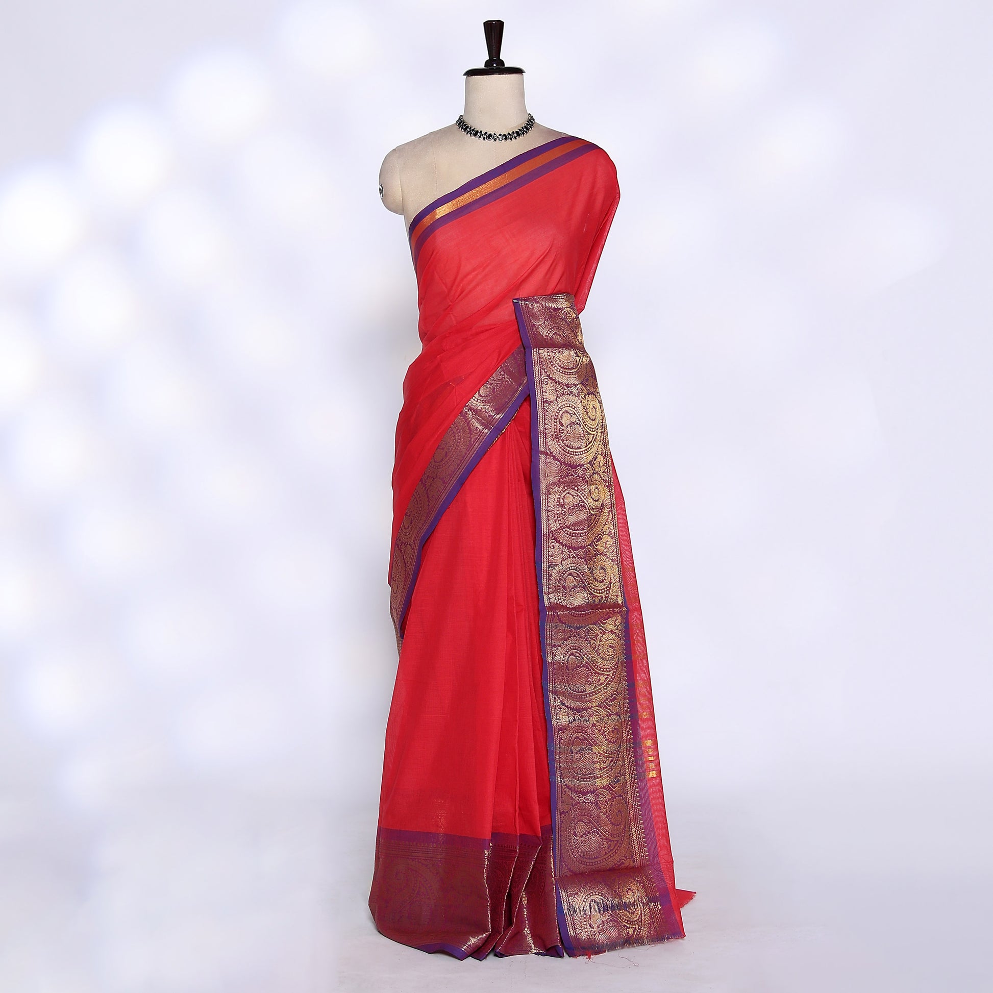 Dark Pink Venkatagiri Cotton Saree for Women | Daily Office Wear & Casual Collection | Jeyachandran -Full View