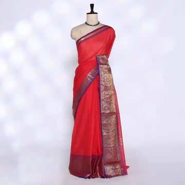 Dark Pink Venkatagiri Cotton Saree for Women | Daily Office Wear & Casual Collection | Jeyachandran -Full View