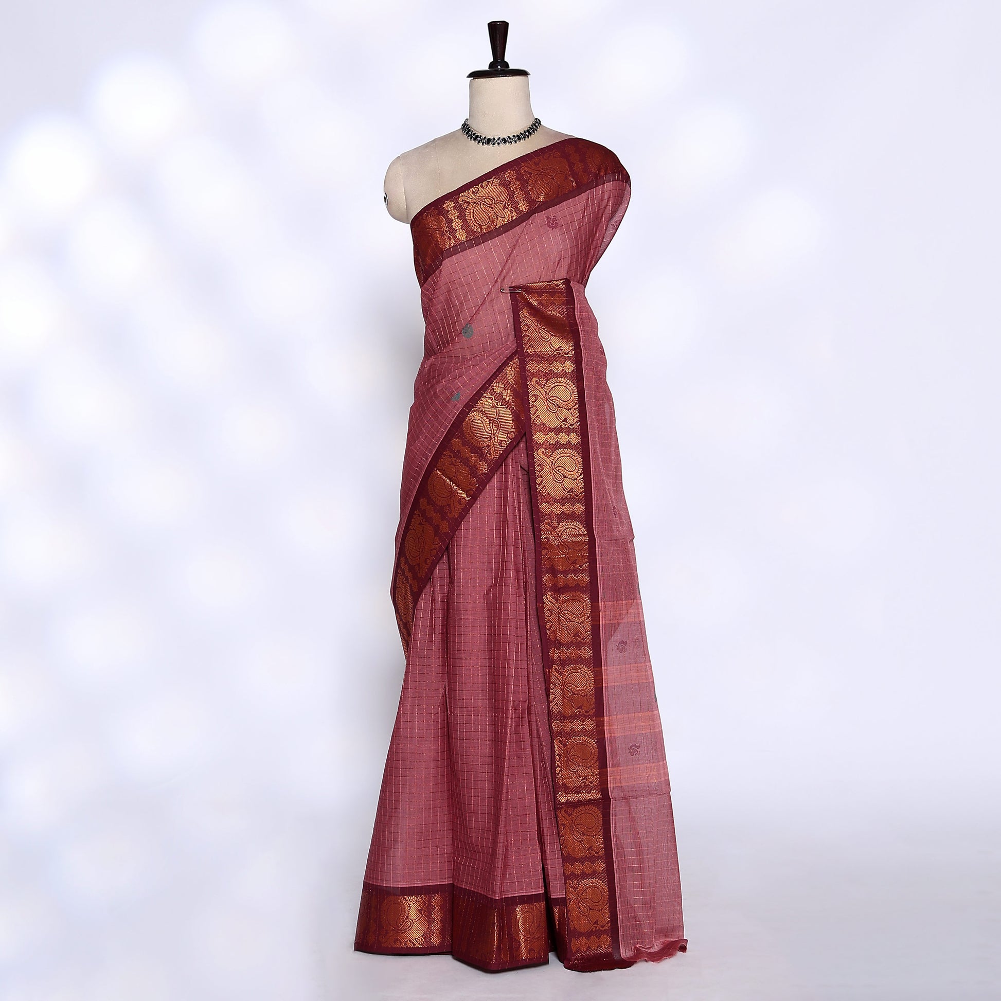 Dark Pink Venkatagiri Cotton Saree for Women | Daily Office Wear & Casual Collection | Jeyachandran - Full View