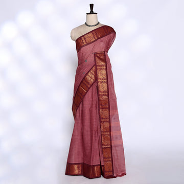 Dark Pink Venkatagiri Cotton Saree for Women | Daily Office Wear & Casual Collection | Jeyachandran - Full View