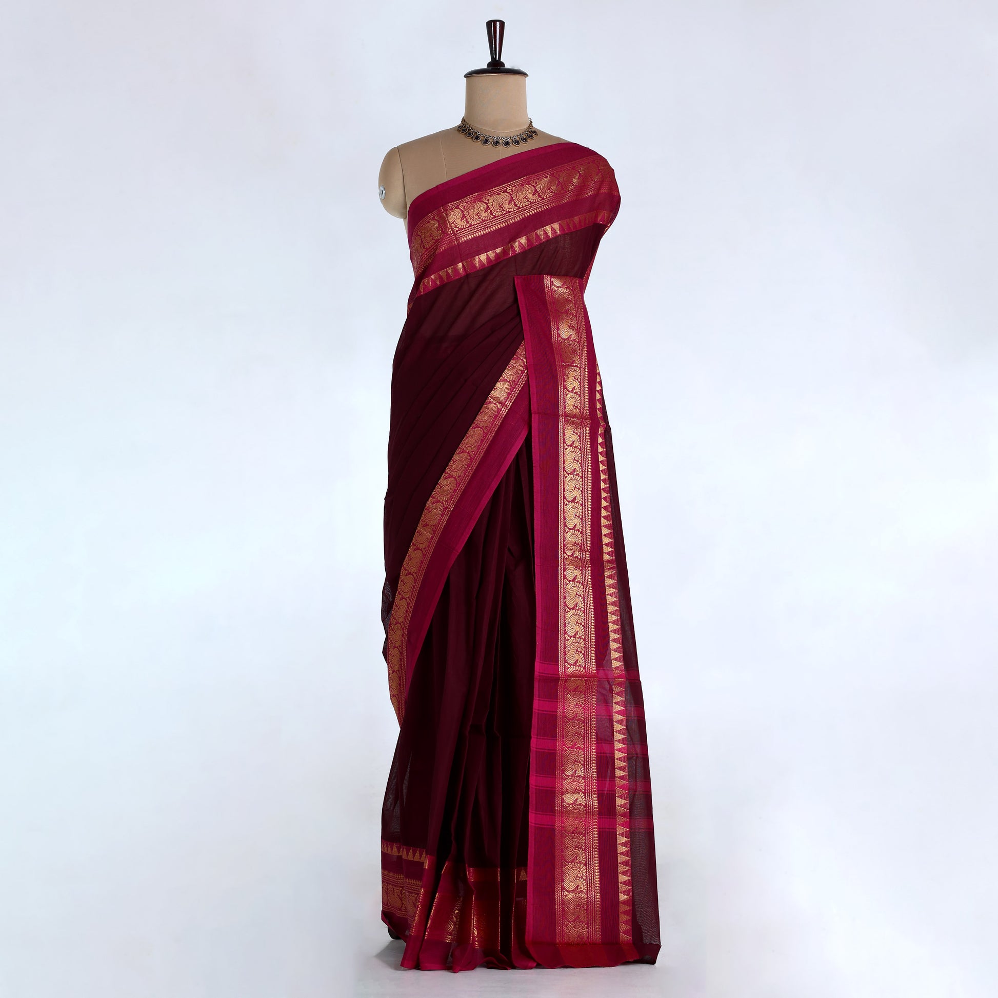 Dark Purple Venkatagiri Cotton Sarees for Women | Daily Office Wear & Casual Collection | Jeyachandran - Full View