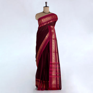 Dark Purple Venkatagiri Cotton Sarees for Women | Daily Office Wear & Casual Collection | Jeyachandran - Full View