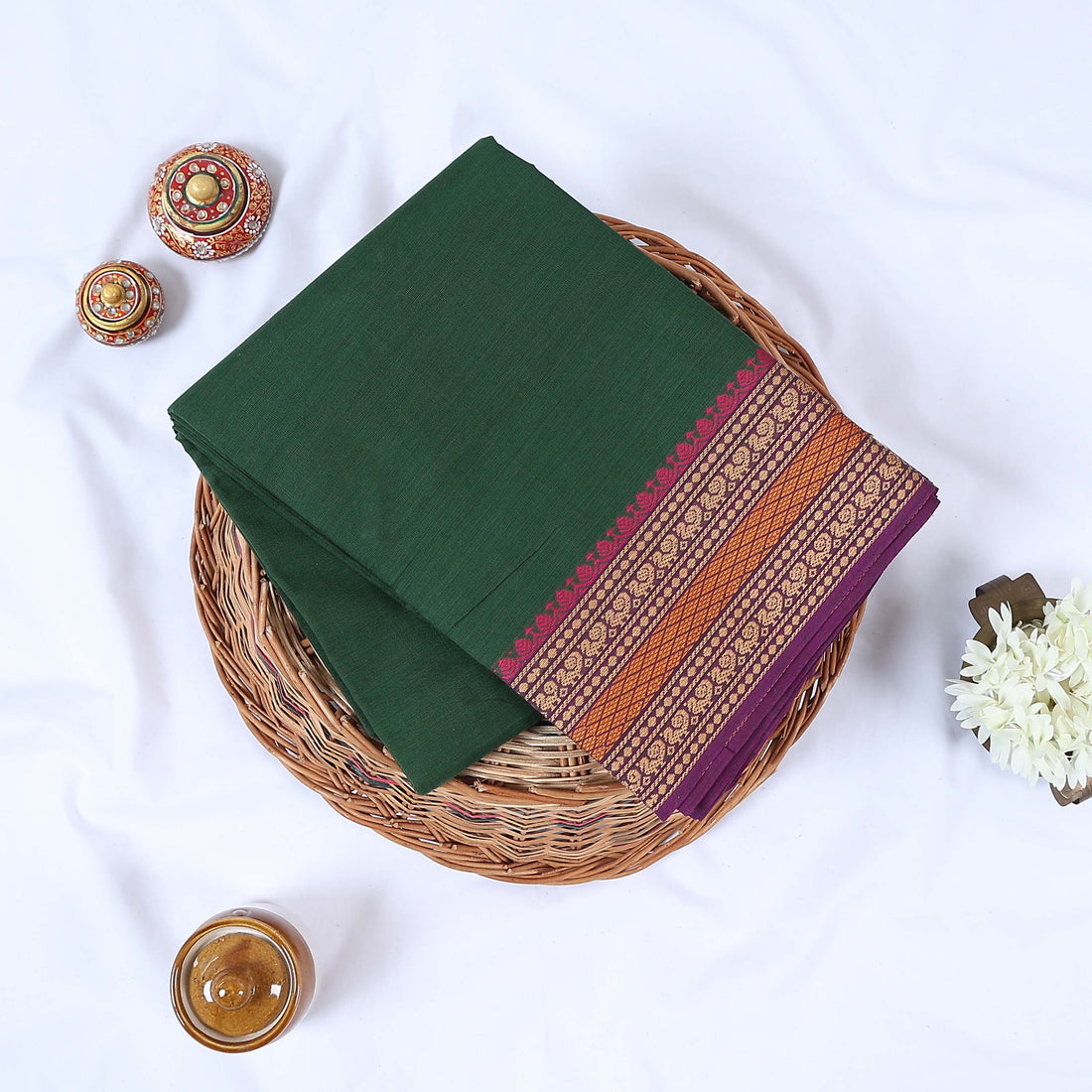 Green Venkatagiri Cotton Sarees for Women | Daily Office Wear & Casual Collection | Jeyachandran - Full View