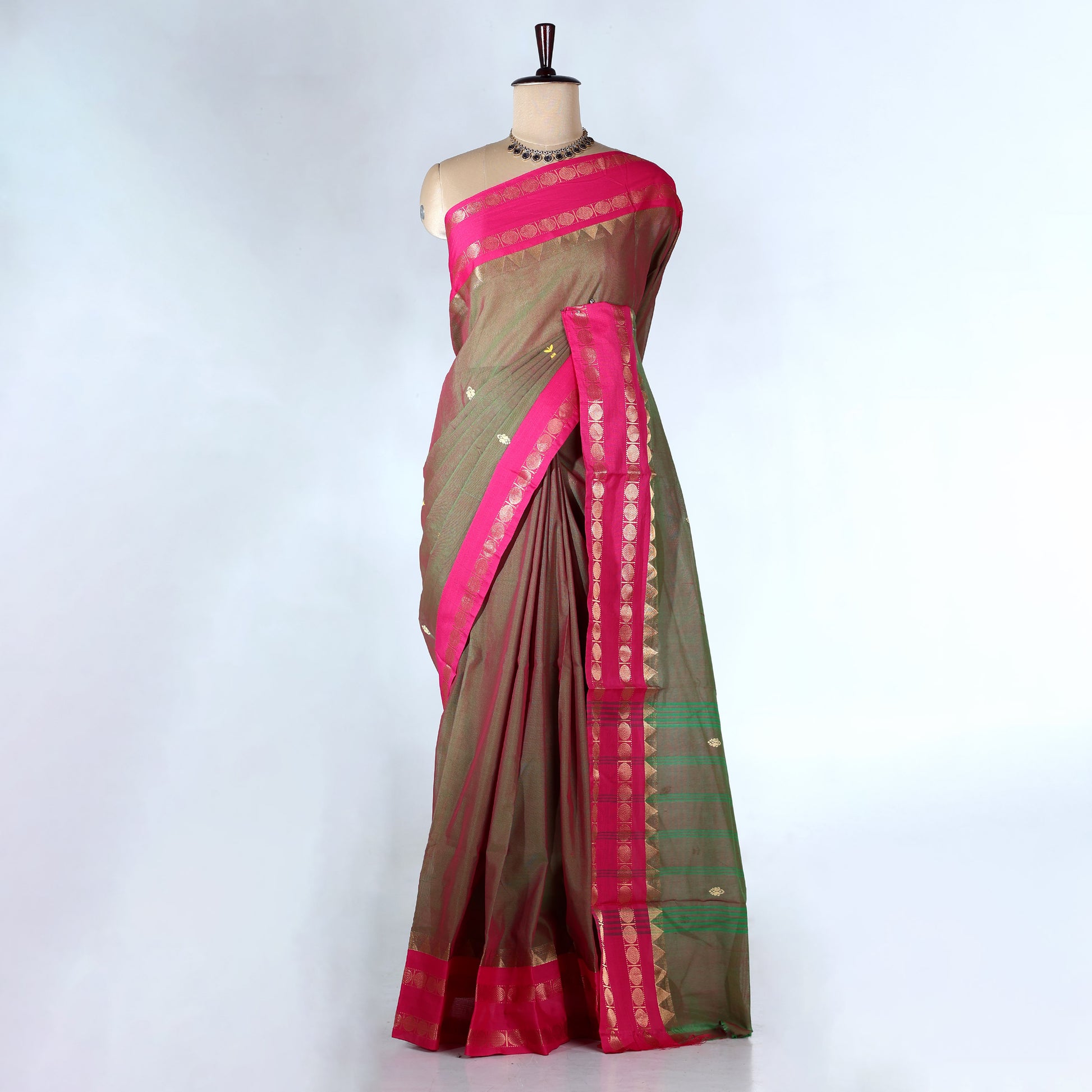 Green Venkatagiri Cotton Saree for Women | Daily Office Wear & Casual Collection | Jeyachandran - Full View