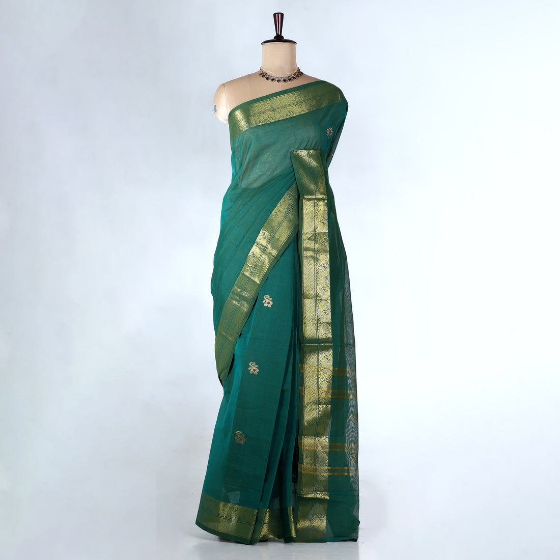 Green Venkatagiri Cotton Saree for Women | Daily Office Wear & Casual Collection | Jeyachandran - Full View