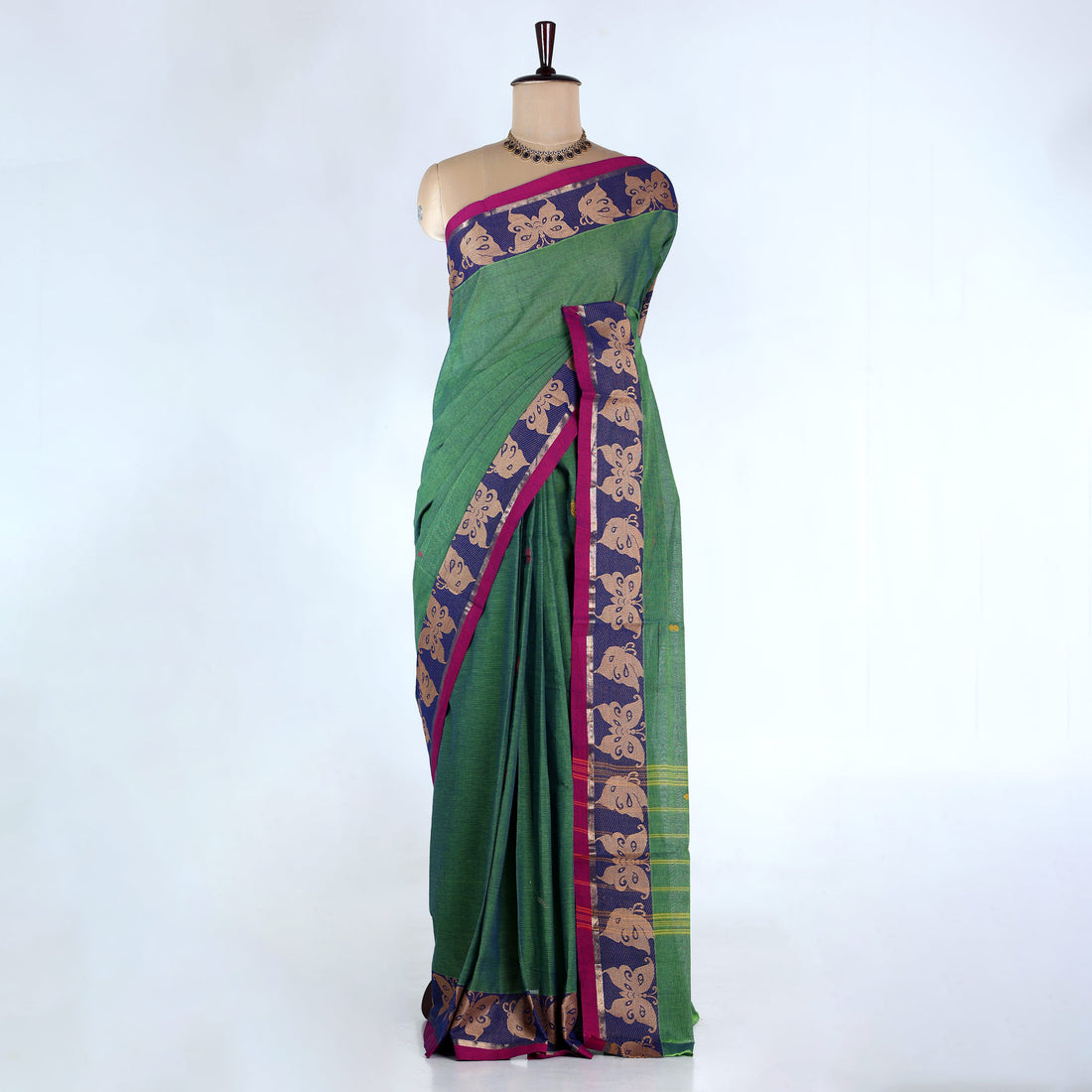 Green Venkatagiri Cotton Saree for Women | Daily Office Wear & Casual Collection | Jeyachandran - Full View