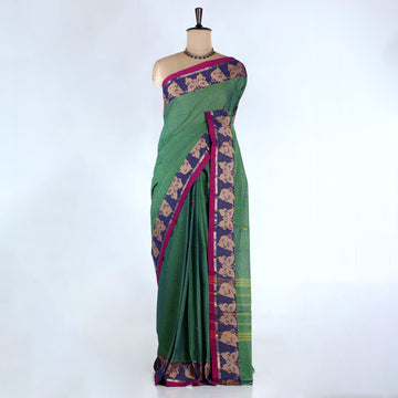 Green Venkatagiri Cotton Saree for Women | Daily Office Wear & Casual Collection | Jeyachandran - Full View