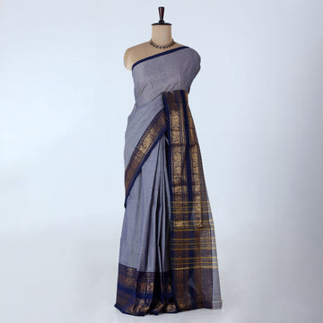 Grey Venkatagiri Cotton Saree for Women | Daily Office Wear & Casual Collection | Jeyachandran - Full View