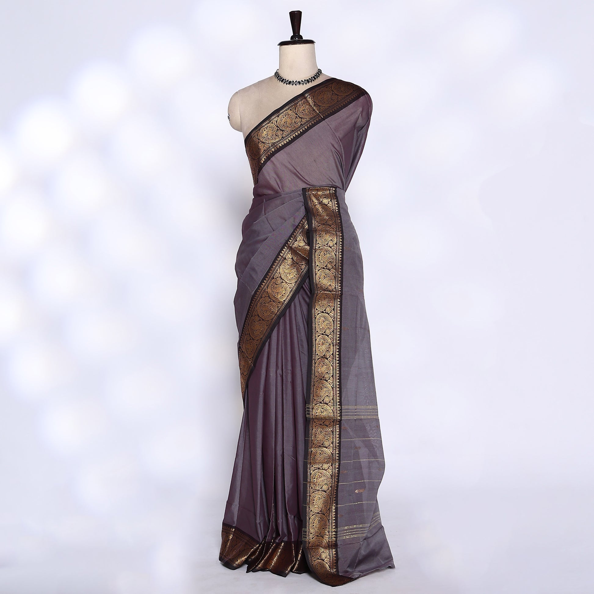 Grey Venkatagiri Cotton Saree for Women | Daily Office Wear & Casual Collection | Jeyachandran - Full View
