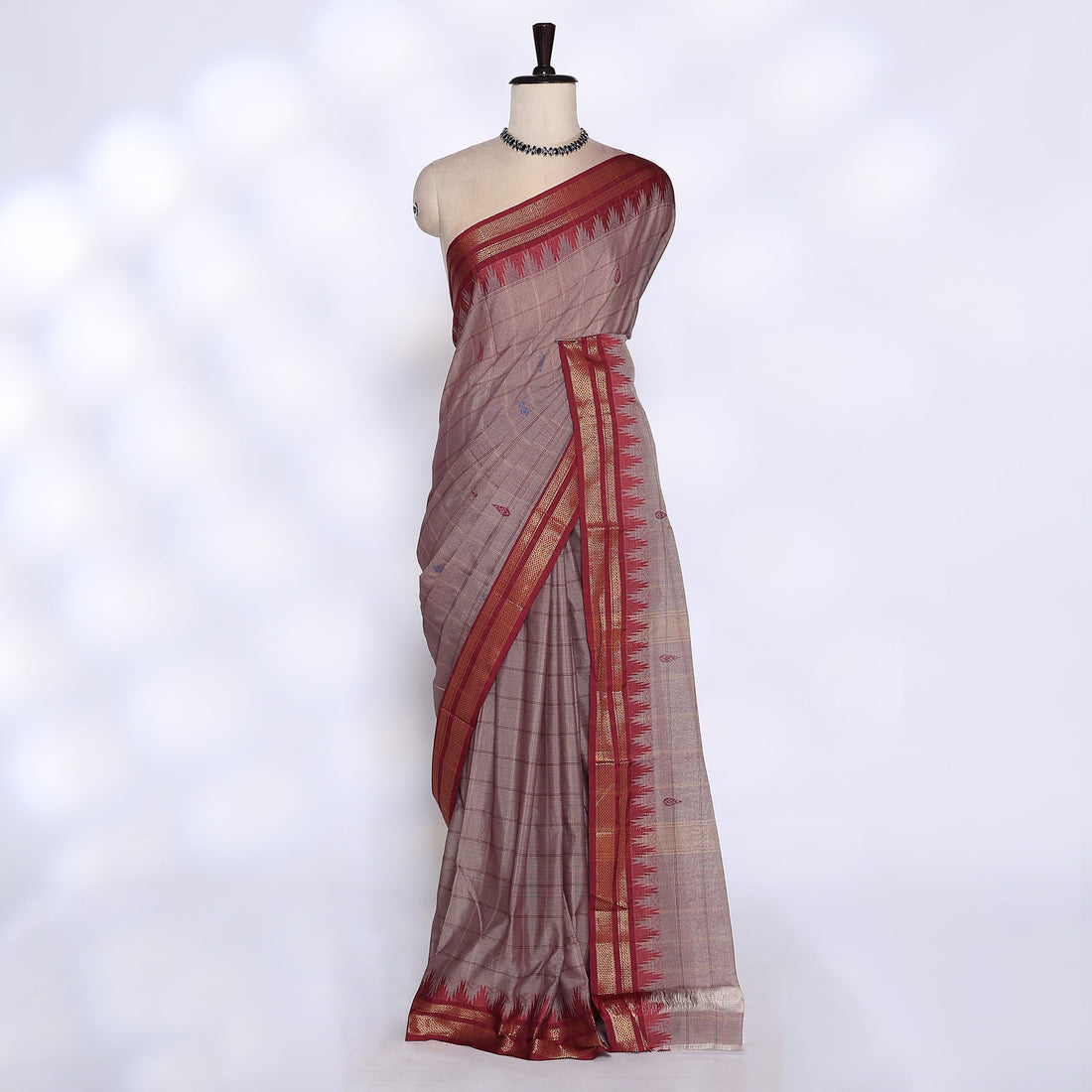Grey Venkatagiri Cotton Saree for Women | Daily Office Wear & Casual Collection | Jeyachandran - Full View