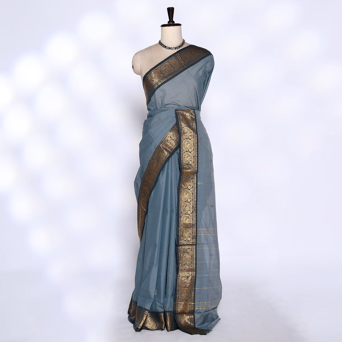 Grey Venkatagiri Cotton Saree for Women | Daily Office Wear & Casual Collection | Jeyachandran - Full View