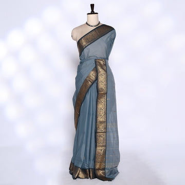 Grey Venkatagiri Cotton Saree for Women | Daily Office Wear & Casual Collection | Jeyachandran - Full View