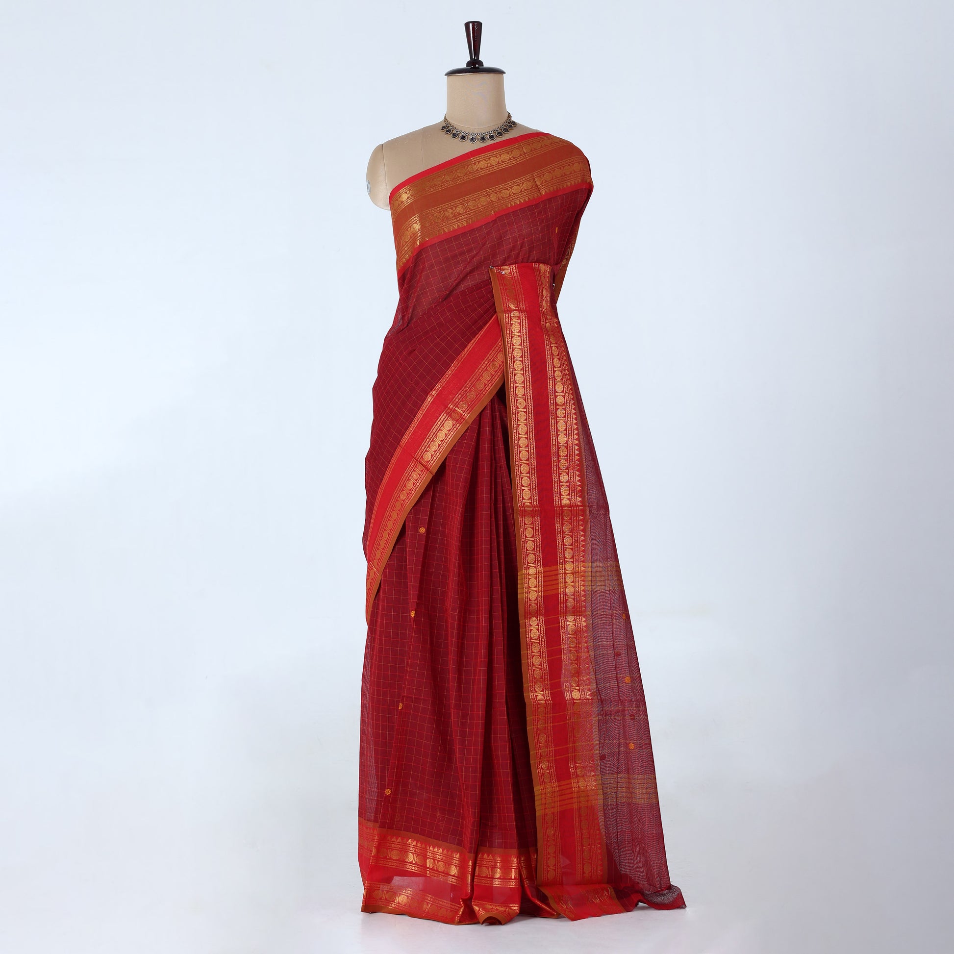Maroon Venkatagiri Cotton Saree for Women | Daily Office Wear & Casual Collection | Jeyachandran - Full View