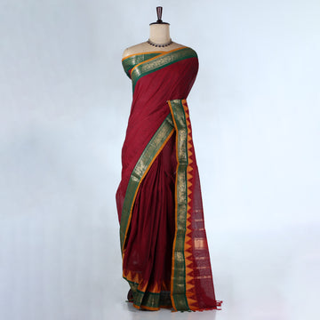 Maroon Venkatagiri Cotton Saree for Women | Daily Office Wear & Casual Collection | Jeyachandran - Full View