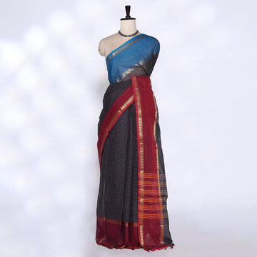 Navy Venkatagiri Cotton Saree for Women | Daily Office Wear & Casual Collection | Jeyachandran - Full View