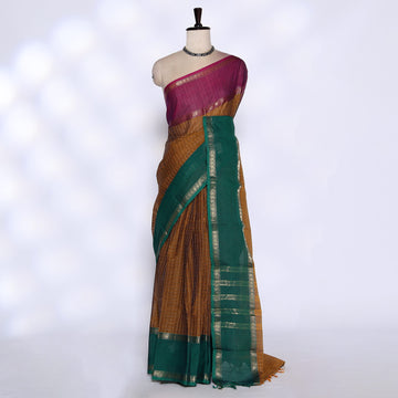 Brown Venkatagiri Cotton Saree for Women | Daily Office Wear & Casual Collection | Jeyachandran - Full View