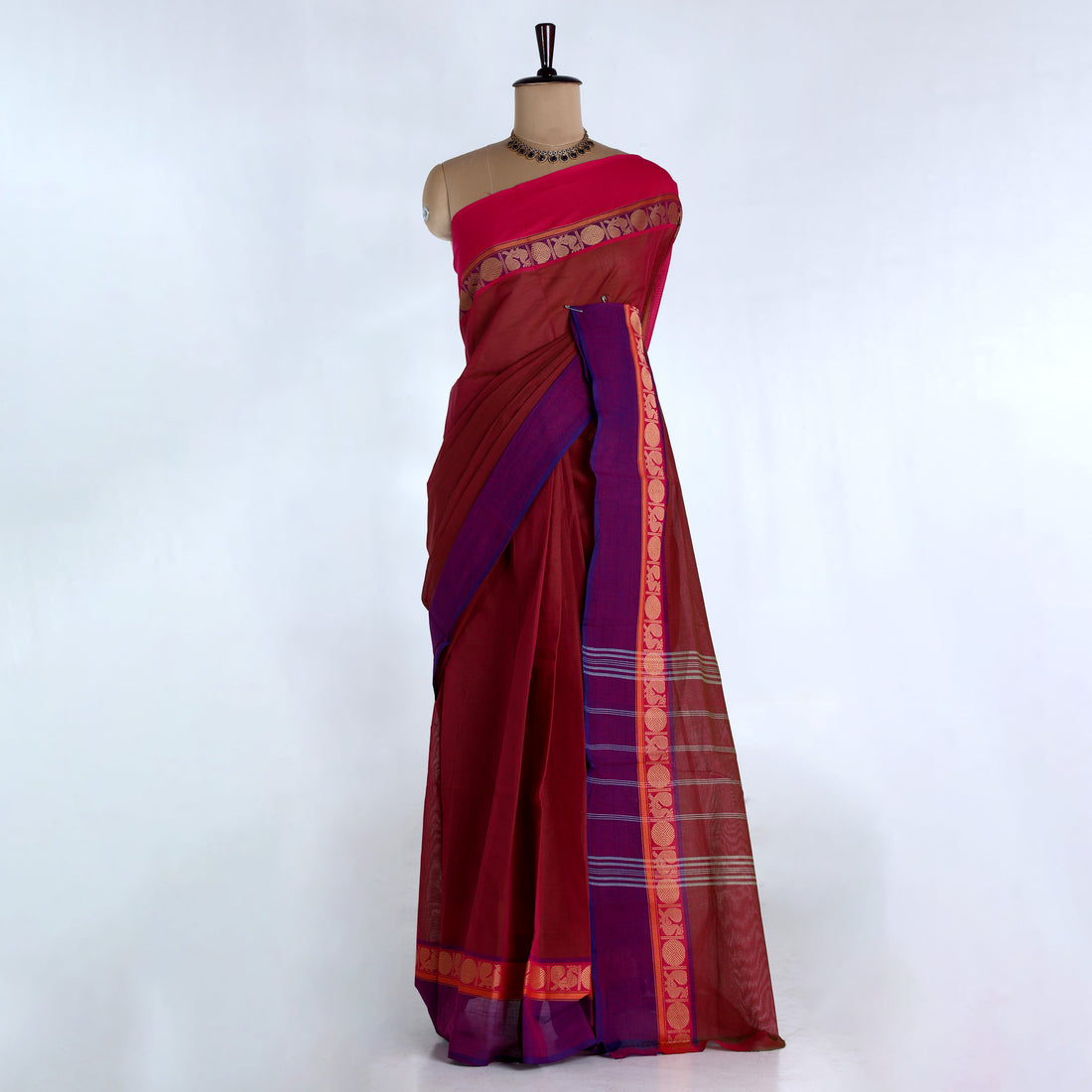 Maroon Venkatagiri Cotton Sarees for Women | Daily Office Wear & Casual Collection | Jeyachandran - Full View