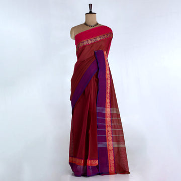 Maroon Venkatagiri Cotton Sarees for Women | Daily Office Wear & Casual Collection | Jeyachandran - Full View