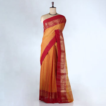Orange Venkatagiri Cotton Sarees for Women | Daily Office Wear & Casual Collection | Jeyachandran - Full View