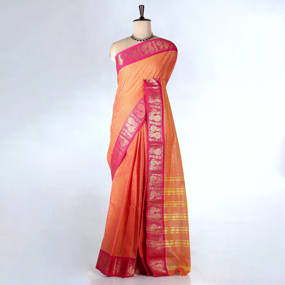 Orange Venkatagiri Cotton Sarees for Women | Daily Office Wear & Casual Collection | Jeyachandran - Full View