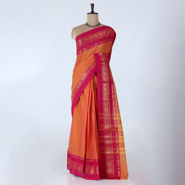 Orange Venkatagiri Cotton Sarees for Women | Daily Office Wear & Casual Collection | Jeyachandran - Full View