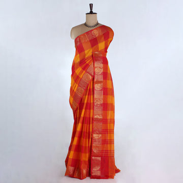 Orange Venkatagiri Cotton Sarees for Women | Daily Office Wear & Casual Collection | Jeyachandran - Full View
