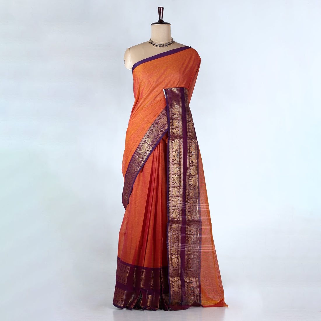 Orange Venkatagiri Cotton Saree for Women | Daily Office Wear & Casual Collection | Jeyachandran - Full View