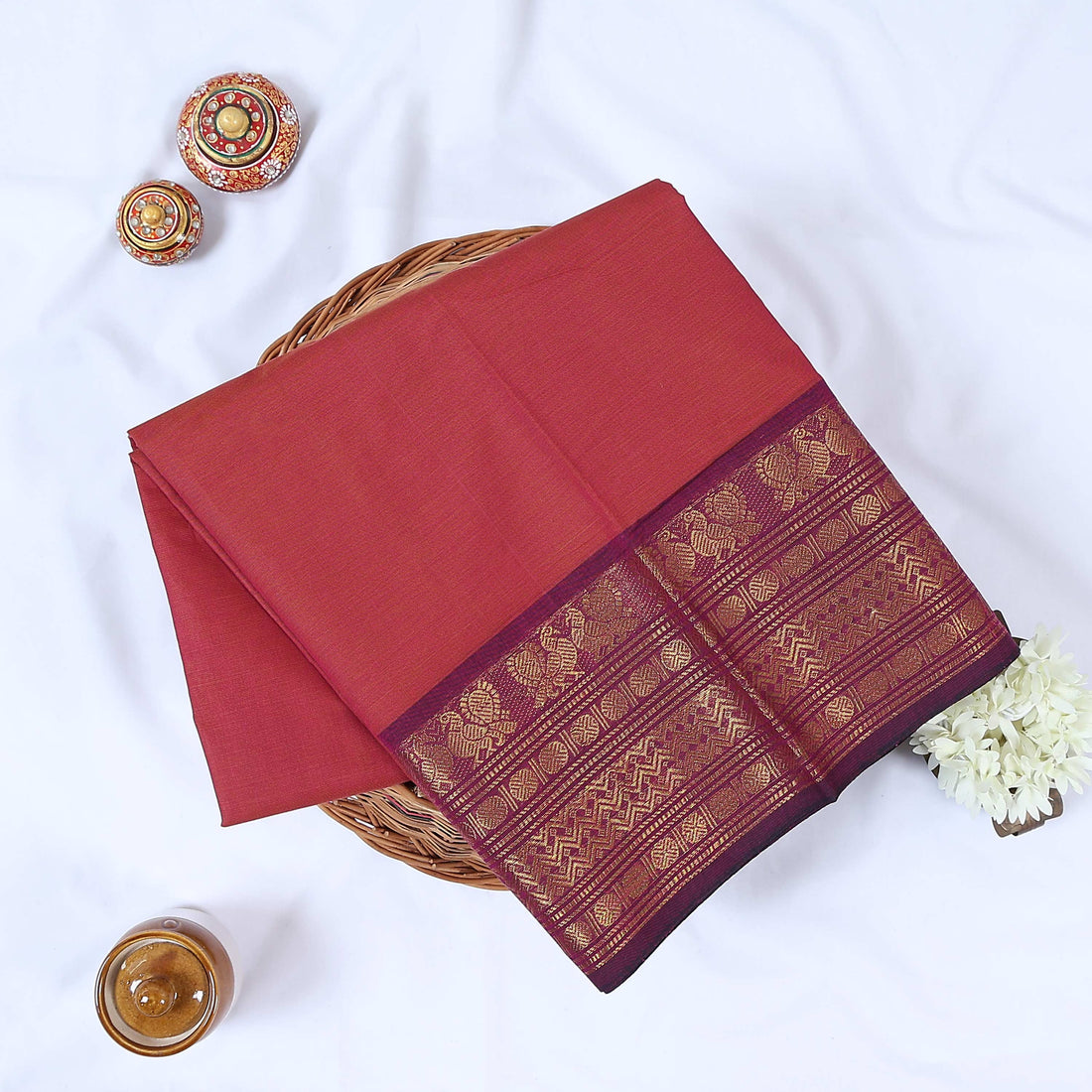 Pink Venkatagiri Cotton Saree for Women | Daily Office Wear & Casual Collection | Jeyachandran - Full View