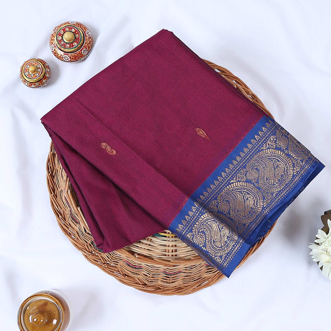 Purple Venkatagiri Cotton Saree for Women | Daily Office Wear & Casual Collection | Jeyachandran - Full View
