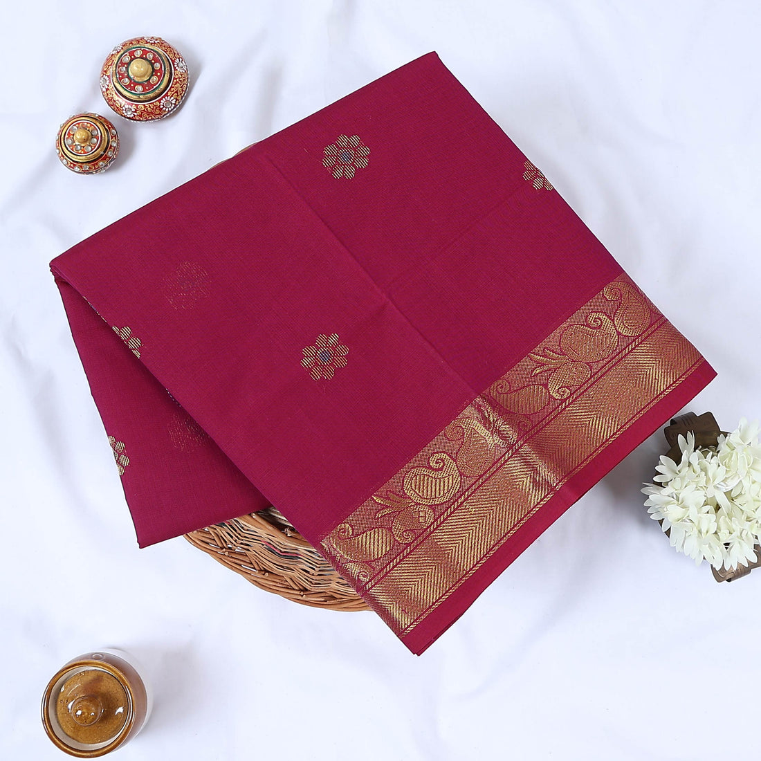 Pink Venkatagiri Cotton Sarees for Women | Daily Office Wear & Casual Collection | Jeyachandran - Full View