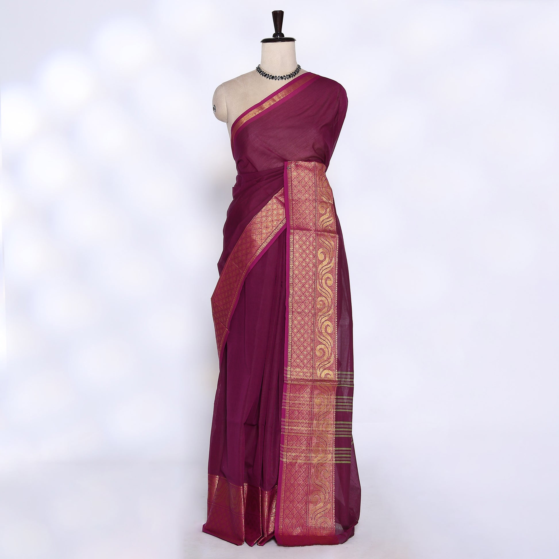 Purple Venkatagiri Cotton Saree for Women | Daily Office Wear & Casual Collection | Jeyachandran - Full View