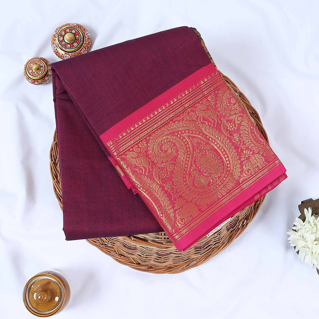 Purple Venkatagiri Cotton Saree for Women | Daily Office Wear & Casual Collection | Jeyachandran -Full View