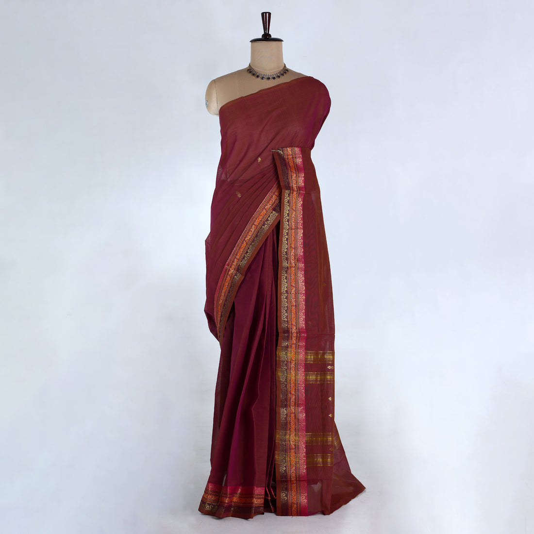Maroon Venkatagiri Cotton Sarees for Women | Daily Office Wear & Casual Collection | Jeyachandran - Full View