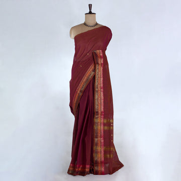 Maroon Venkatagiri Cotton Sarees for Women | Daily Office Wear & Casual Collection | Jeyachandran - Full View