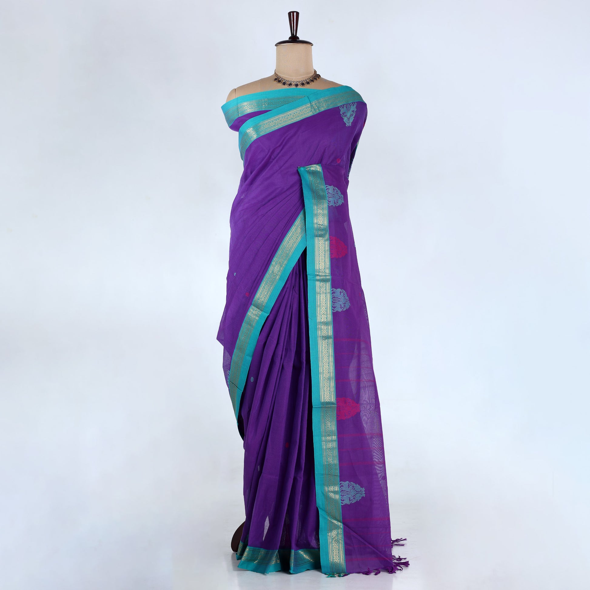 Purple Venkatagiri Cotton Saree for Women | Daily Office Wear & Casual Collection | Jeyachandran - Full View