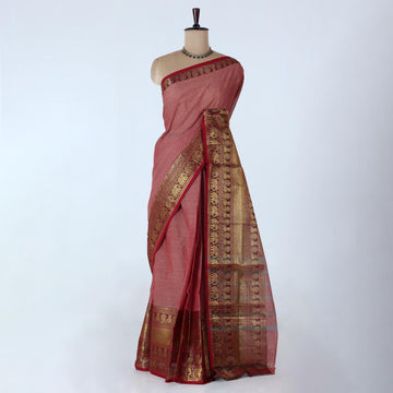 Red Venkatagiri Cotton Saree for Women | Daily Office Wear & Casual Collection | Jeyachandran - Full View